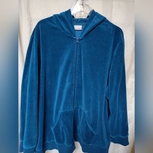 Avenue teal velvet zip up hoodie, plus size 26/28.
